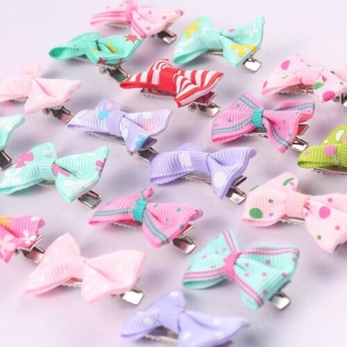 1 Pcs Random Mini Hair Clip Dot Printed Baby Bow Decoration Kids Pin Newborn wholesale Hair Clip Accessories T8S1