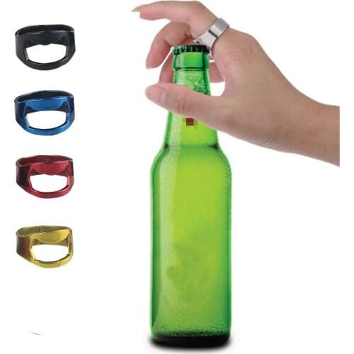 1pcs Portable Ring Shape Beer Bottle Opener Stainless Steel Finger Ring-shape Bottle Beer Cap Opening Remover Kitchen Tools