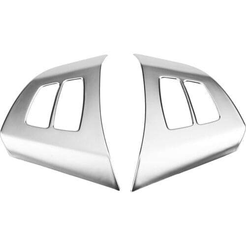 2pcs Chrome Steering Wheel Button Frame Decoration Cover Trim For BMW X5 E70 2008-2013 Car Interior Replacement Accessories