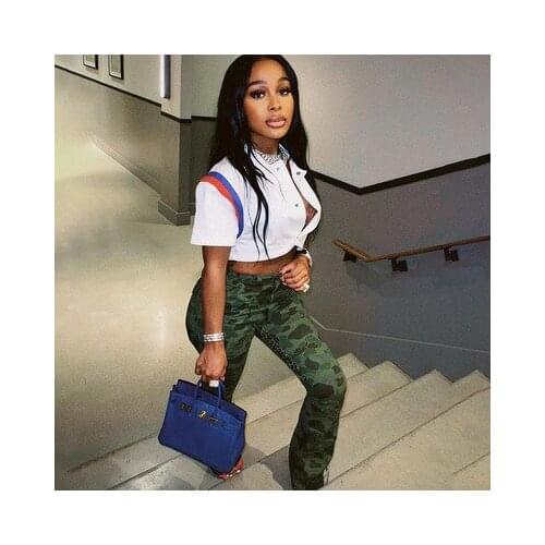 2021 Summer Casual Ladies Casual Fashion Street Sexy Personality Trend Printed Polychromatic Letter Short Shirt