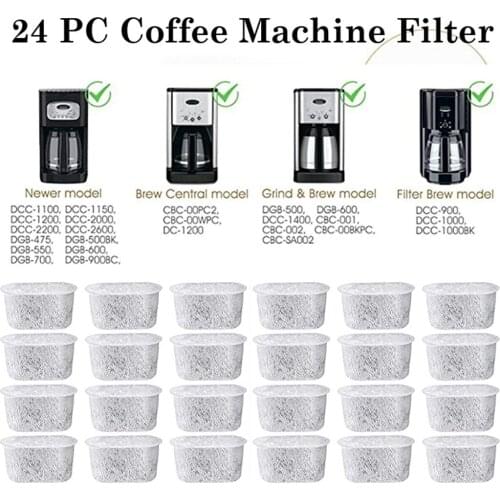 24 PCS Replacement Charcoal Water Filters For Coffee Machines Removes Chlorine, Odors From Water for Cuisinart Coffee Machines
