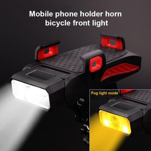 4 IN 1 USB Bicycle Lights Front Flashlight 5 Mode LED Road Mountain Bike Headlight Bicycle Holder Bell Light Lamp LED Nightlight