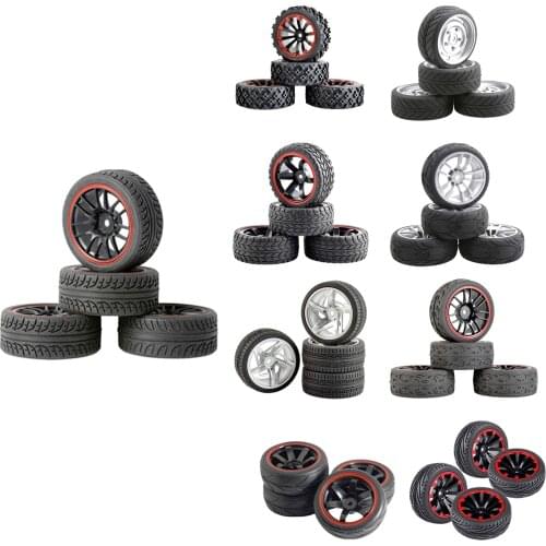 4x 75mm RC Tires & Wheels Set for Wltoys 144001 124019 RC Monster Truck Off-Road