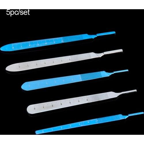 5pcs/set scalpel blade handdle stainless steel and titanium surgical handle veterinary practice scalpel handle
