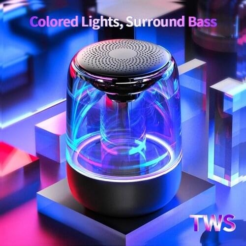 TWS Wireless Bluetooth Speakers LED Lights 6D Stereo Bass Portable Outdoor Tweeter Loudspeaker For Phone PC Colorful Subwoofer
