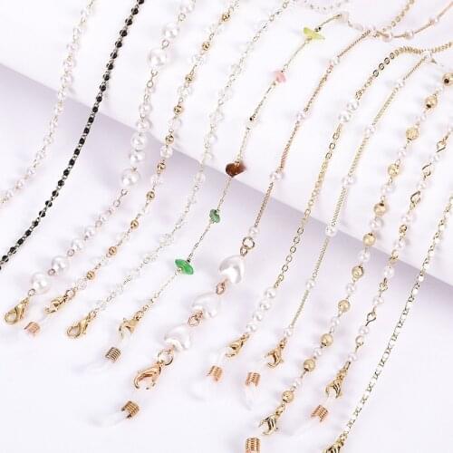 Fashion Pearl Crystal Glasses Chain Mask Chains For Women Retro Metal Sunglasses Lanyards Masks Hanging Rope Eyewear Cord