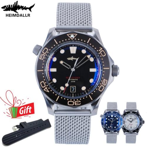 Heimdallr Sea Ghost Diver Watch Blue Dial Sapphire Titanium Case 200m Water Resistance NH35 Automatic Movement Mens Dive Watch