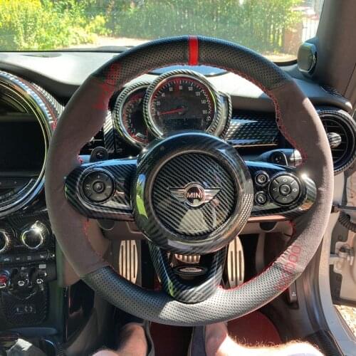 Black Hole Leaher&Suede Leather Steering Wheel Hand Sewing Wrap Cover Fit For Mini Cooper 2016