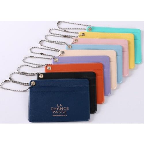 Portable Credit Id Pvc Card Holder Case Set Slim Label Cover Bag Ladies Mini Candy Color Bank Cards Clip Cardholder for Girls