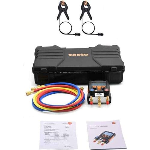 Testo 550 Digital Manometer Manifold Refrigeration Gauge with 2pcs Clamp 3pcs Hoses Refrigerant Meter Set Probes Pressure Gauge
