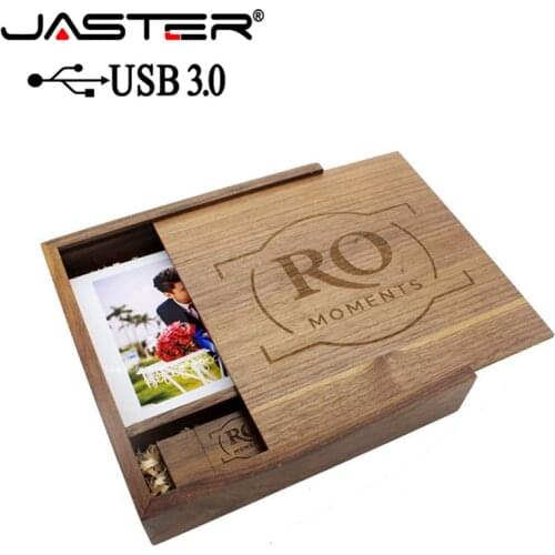 JASTER USB 3.0 Wooden Photo Album usb+Box usb flash drive Pendrive 4GB 16GB 32GB 64GB photographyWedding gift (170mm*170mm*35mm)