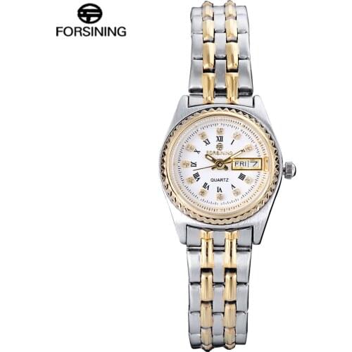 FORSINING Mens Quartz Watch Auto Date Complete Calendar Stainless Steel Strap Men Watches Mutli-color Relogio Masculino