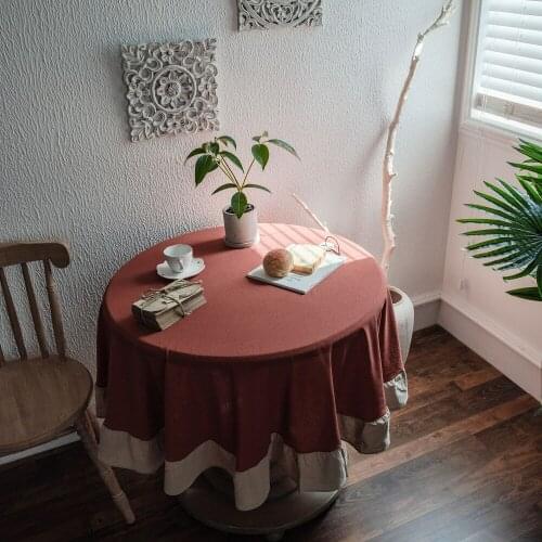 Plain Cotton Round Tablecloth Wedding Hotel Banquet Cloth Indoor Dining Room Kitchen Outdoor Decoration Tea Table Cloths