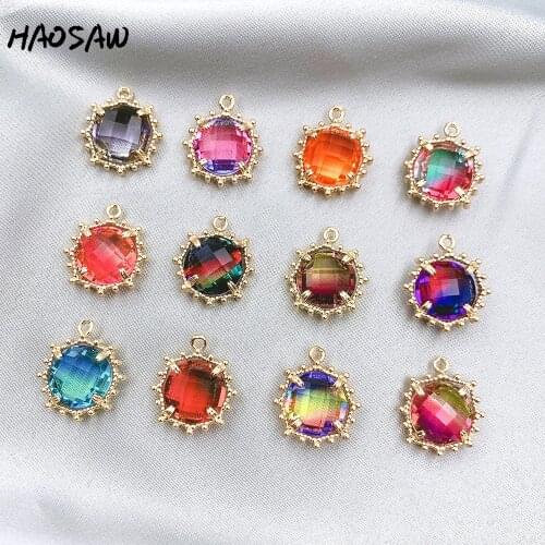 HAOSAW 15*16MM 4Pcs/Lot Multi Colors/Glass Accessories/Earring Findings/Classical Crystal Charms/Hand Made DIY Charms/Decoration