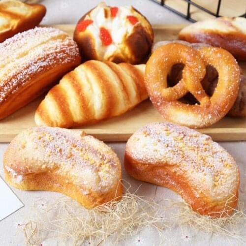 Artificia food Soft Bread Fake Cake Bakery Photography props Decor Artificial bread fake food squishy Bread Model Soft Bread