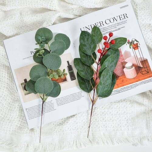Artificial flower Eucalyptus Leaves Stems Eucalipto Branches Artificial Plants for Floral Bouquets Wedding Holiday Green Decor