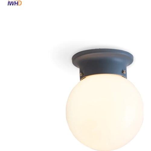 IWHD Colorful Nordic Modern LED Ceiling Light Fixtures Porch Corridor Bedroom Round Glass Ball Ceiling Lamp Plafonnier Lighting