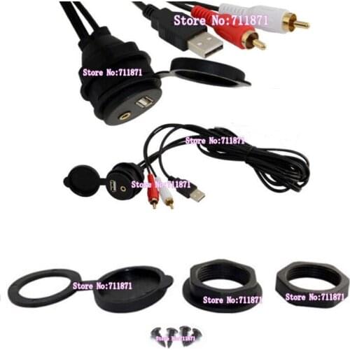 Two 2 RCA Male 3.5 Female Usb Male Female Car audio cable Line USB RCA 3.5 Car Automobile instrument installation line Cable