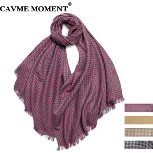 CAVME Plaid Wool Scarf for Women Ladies Winter Warm Woolen Scarves Swallow Gird Wraps Shawl 140g 70*200cm CUSTOM Letters