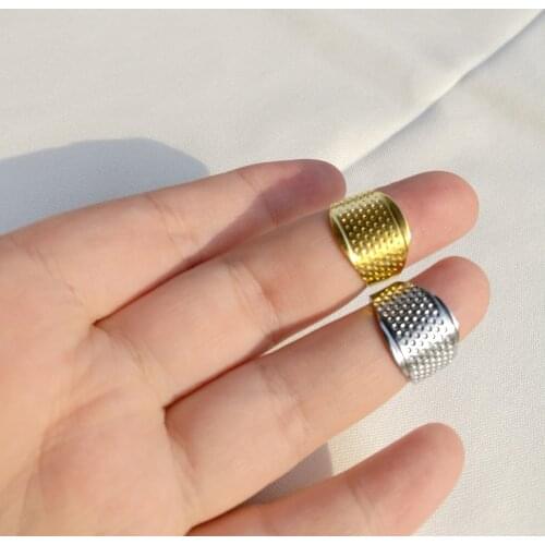 2 pcs / lot thimble adjustable stitch needle hoop ring gold silver color cross stitching Craft sewing DIY needlework set plus