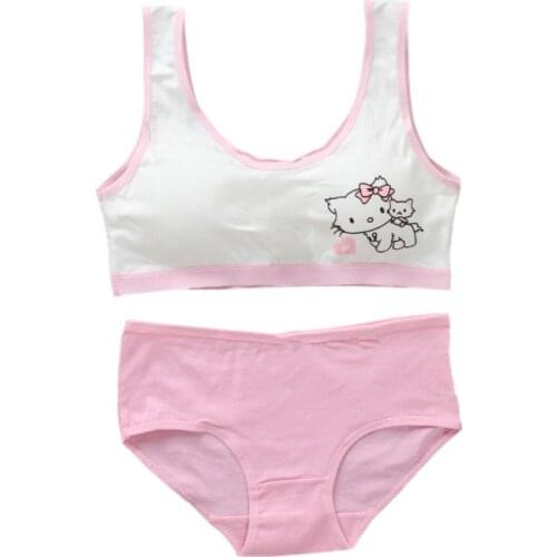 Girls Bra Cotton Underwear For Teenager Training Bra Set for Student Puberty Vest Brassiere Bras for Girls 2018