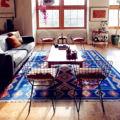 Moroccan Ethnic Style Handwoven Wool KILIM Living Room Tea Table Sofa Thin Carpet