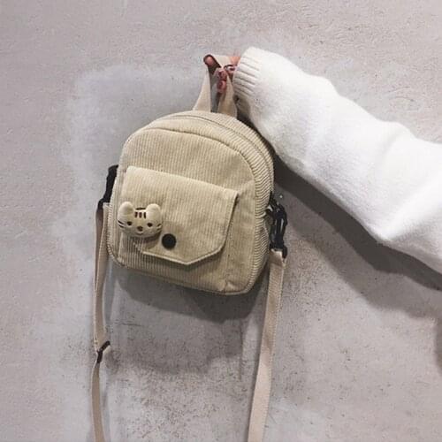 Cute Cartoon Pocket Corduroy Messenger Bag Cartoon Tiger Small Phone Purse Bag Toy Handbag Gift for Girls