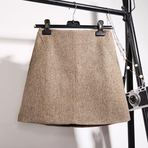 Fashion Wool Skirt Women Autumn Winter Thick Warm A-Line High waist Mini Skirts Womens Woolen Boots Short Skirts Faldas F196