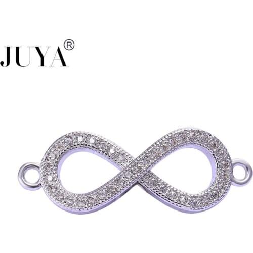 Fashion Jewelry Copper CZ Shape 8 letter Small Charm 2 hole pendant connectors for Bracelet Necklace Diy jewelry Making