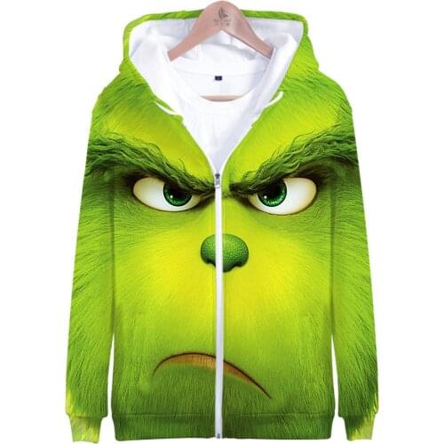 Cross-border Green Hair Fashion Brand 3D Color Printing Adult Childrens Clothing Men and Women Zipper Cn(origin) Sidno