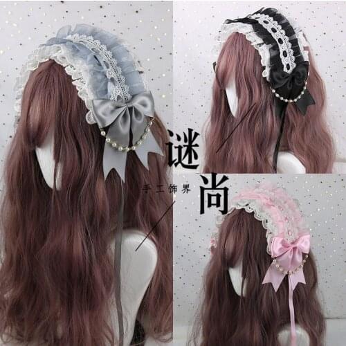 Japanese-style SOFT Girl White Lace Headdress Lolita Sweet Versatile KC Hair Band Take a Angel Street Tradescantia Sillamontana