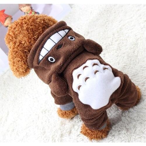 Pet Dogs Clothes Small Cute Teddy Totoro Dog Autumn Winter Warm Fleece Coat Jacket Puppy Chihuahua Hoodie Clothing Apparel