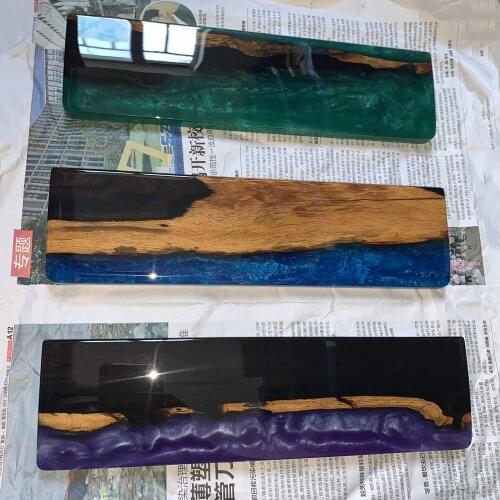 Starry Sky Design Rosewood Hand Wrist Rest Pad Blue Green Purple Hand Made Wooden Resin Wrist Rest Hand Pad 60 87 104 Keyboard