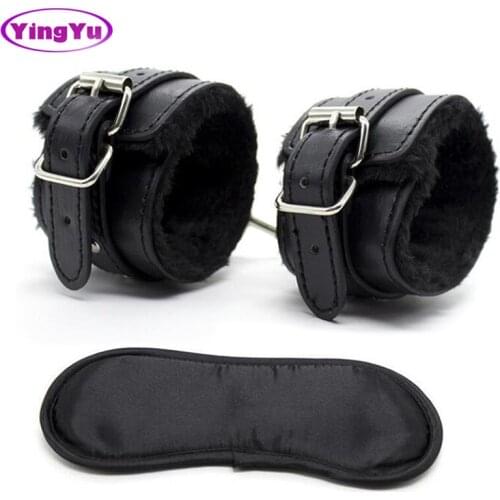 Sexy Adjustable PU Leather Plush Handcuffs Ankle Cuff Restraints BDSM Bondage Sex Toys For Woman Restraints Exotic Accessories