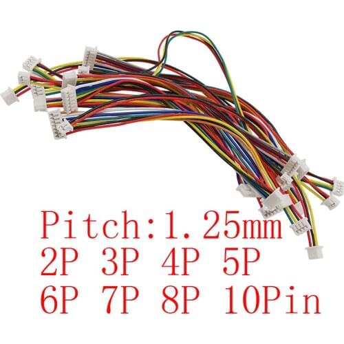 10Pcs 20CM JST Connector Cable JST 1.25mm Pitch 2P 3P 4P 5P 6P 7P 8P 10 Pin Plug Female to Female Wire Connectors 28AWG