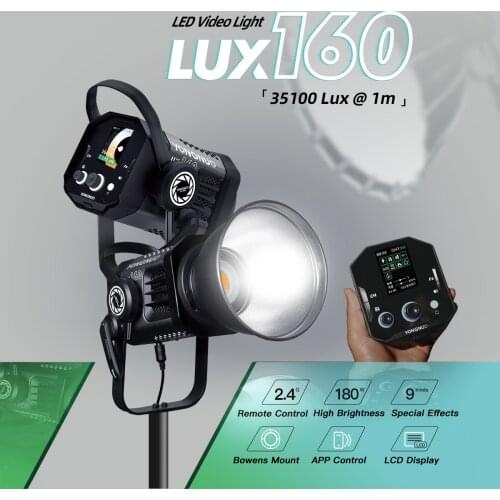 YONGNUO LUX160 180W COB Outdoor LED Video Light Bowens Mount Studio Lamp With Softbox Power Adapter For Vlog Movie