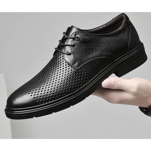 Mens Oxford Shoes Genuine Leather Top Quality Dress Shoes Men Flats Fashion Cow Leather Casual Shoes Office Work Shoes