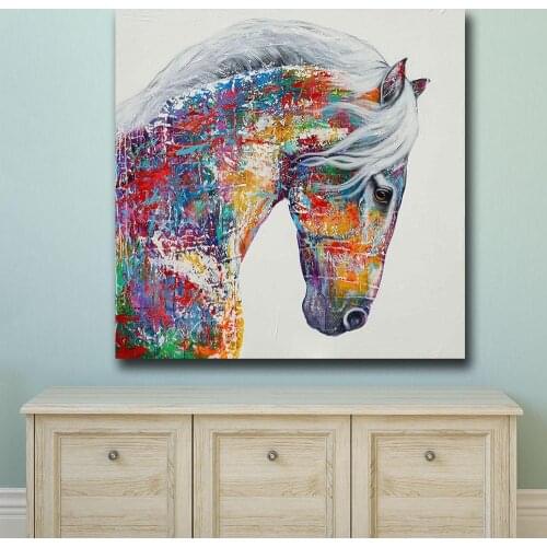 Wxkoil Pop Art Oil Painting Animal Color Horse II For Home Decor On Canvas Modern Wall Art Canvas Print Canvas Painting Unframed