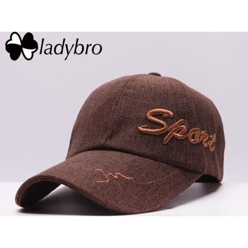 Ladybro Women Baseball Cap For Men Hat Cap Casual Letter long brim Brand Cap Female Sunscreen Leisure Linen Cap Male Bone