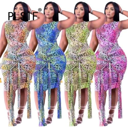 European O Neck Women Leopard Print Bodycon Dress Summer Sleeveless Sexy Club Party Midi Dresses