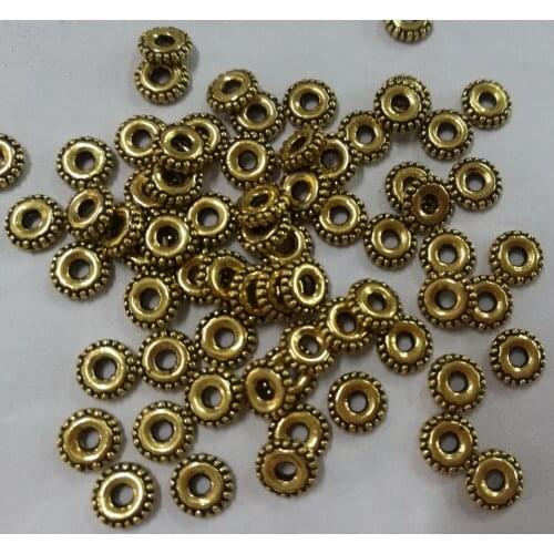 100pcs DARK gold color round crafted spacer beads in 6mm wide H0864
