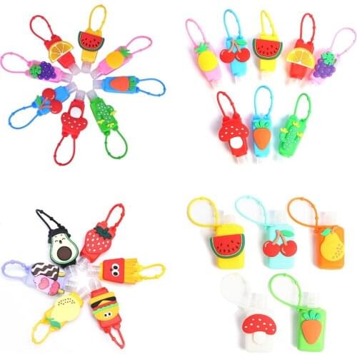 1X Funny Fruit Food Silicone Mini Hand Sanitizer Holder Travel Portable Safe Gel Holder Hangable Liquid Soap Dispenser Container