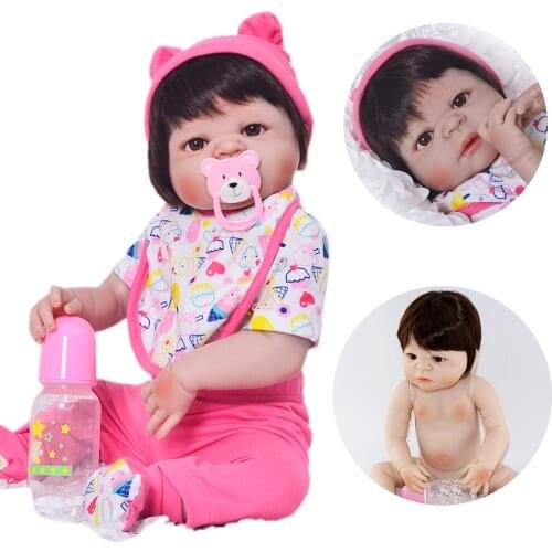 23" Full Silicone Reborn Girl Baby Doll Toy Lifelike handmade modeling infant dolls baby Child play house bonecas for sale
