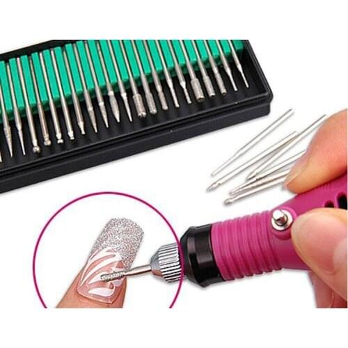 30Pcs Sanding Nail Grinding Head Nail Drill Bit Silver Plated Nail Art Polish Manicure Tool Tungsten Steel