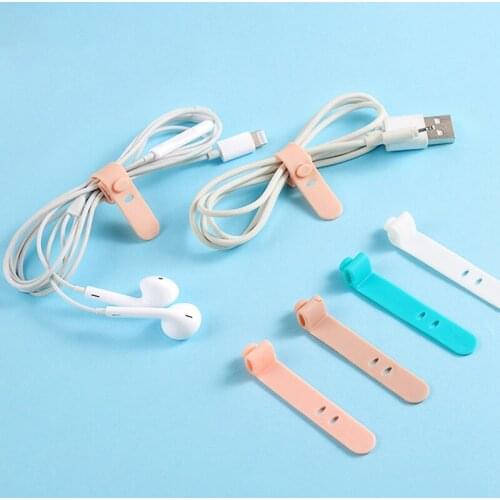 4Pcs/set Silicone Straps Headphones Storage Tape USB Wire Cable Tie Cable Winder