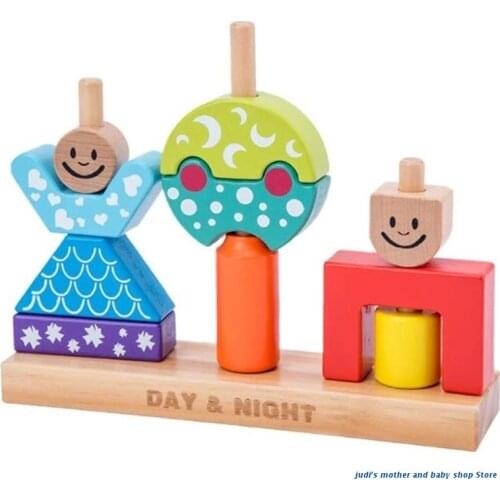 67JC Plugging Block Set Color Matching Toy for Baby Development Creative Colorful Wooden Building Block for Activity Center