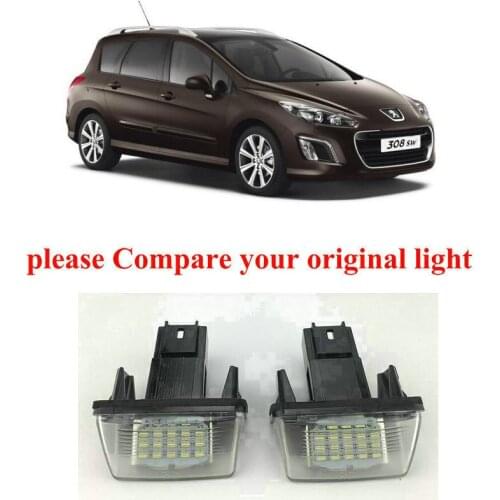 Car Accessories Special Car License Plate Lamp For Peugeot 308 2007-2012 coupe sw estate car products canbus error free