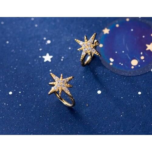 No pierced) Real. 925 Sterling Silver jewelry WHITE/GOLD sTARdust crystals Clip Earrings jewelry GTLE2881