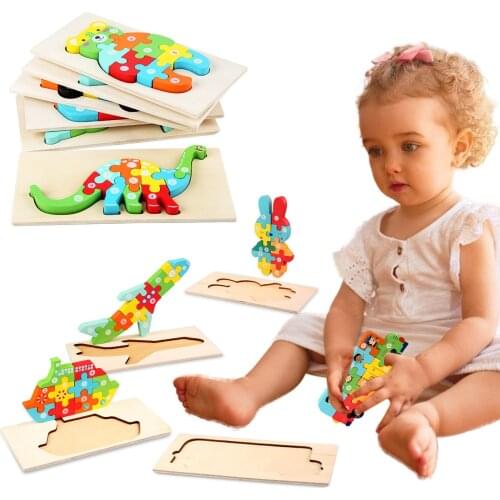 Wooden Cartoon Stereo Memory Cognition Puzzle Early Educational Toys For Kids Animal Intelligence Kids Educational Brain Teaser