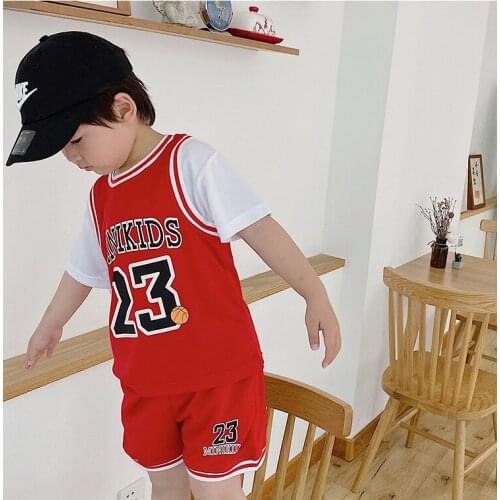 Childrens basketball suit summer suit sports suit quick dry jersey mesh breathable sportswear